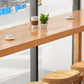 Rectangular Pine Wood Top Bar Table Modern Bar Table with Double Pedestal in Nature Clearhalo 'Bar Furniture' 'Bar Tables' 'bar_tables' 'furn' 'furn_bar_tables' 'Furniture' 'Kitchen & Dining Furniture' 1200x1200_4f725181-6200-4656-8fc5-54a89c01ce98