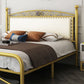 Modern Iron Arched Bed Upholstered Headboard Bed with Metal Legs