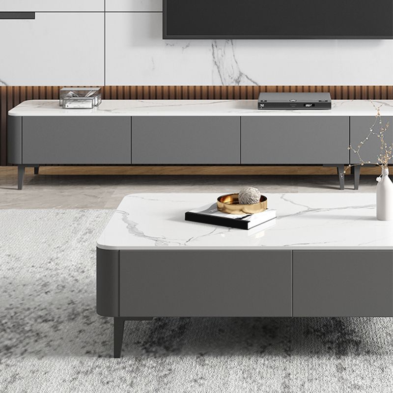 4 gambe tavolo da cocktail di caffè con cassetti di stoccaggio top rettangolo