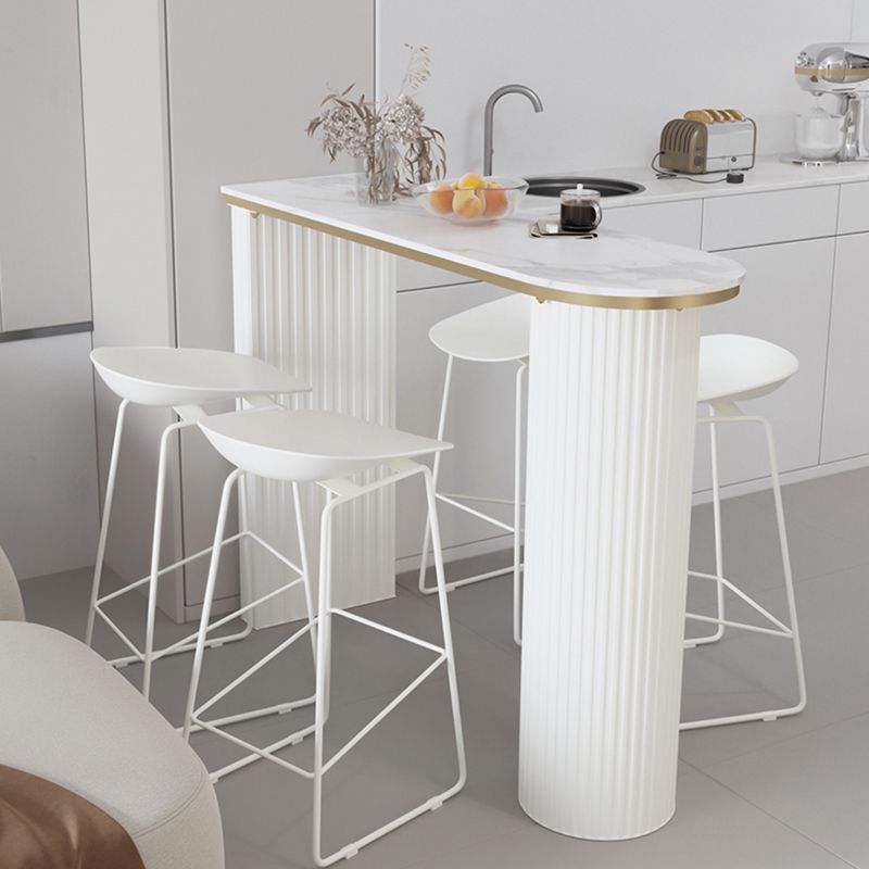 Stone Bar Dining Table Modern Oval Bar Table with Double Pedestal for Kitchen Dining Room Clearhalo 'Bar Furniture' 'Bar Tables' 'bar_tables' 'furn' 'furn_bar_tables' 'Furniture' 'furniture_bar_tables' 'Kitchen & Dining Furniture' 1200x1200_4f7509f3-1731-489e-9888-e456c7cebf99