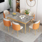 Set da pranzo Nordic Stone Top 1/2/5/7 pezzi Tavolo da pranzo grigio con sedie in pelle