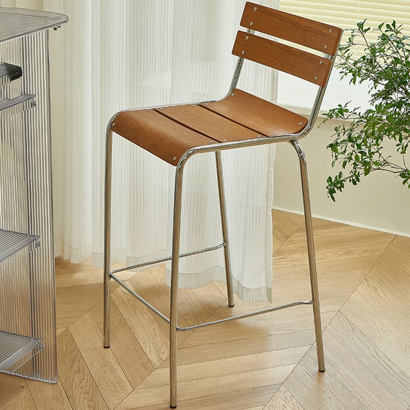 Tabouret de comptoir de style moderne, tabouret de bar à dossier bas en bois avec repose-pieds