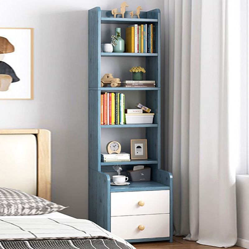 Engineered Wood Bookshelf Open Back Contemporary Bookcase for Home