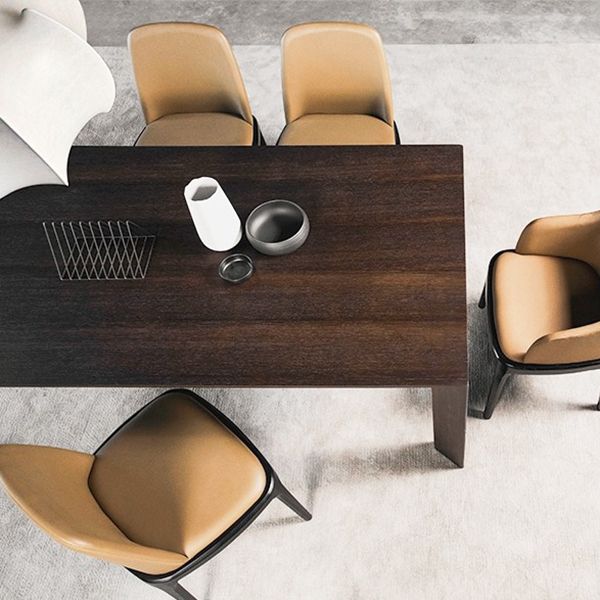 Rettangolo 4 gambe Tabella industriale Tavolo di colore nero fisso di legno massiccio di pino