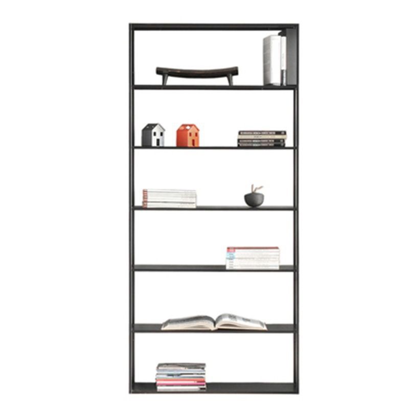 Industrial Style Bookshelf in Black Iron Shelf for Study Room Office with 5 Open Shelves Clearhalo 'Bookcases' 'furn' 'furn_bookcases' 'Furniture' 'furniture_bookcases' 'kitchen' 'kitchen_bookcases' 'Living Room Furniture' 'Office Furniture' 1200x1200_4f7b9a94-324e-4349-af75-957394c3128c