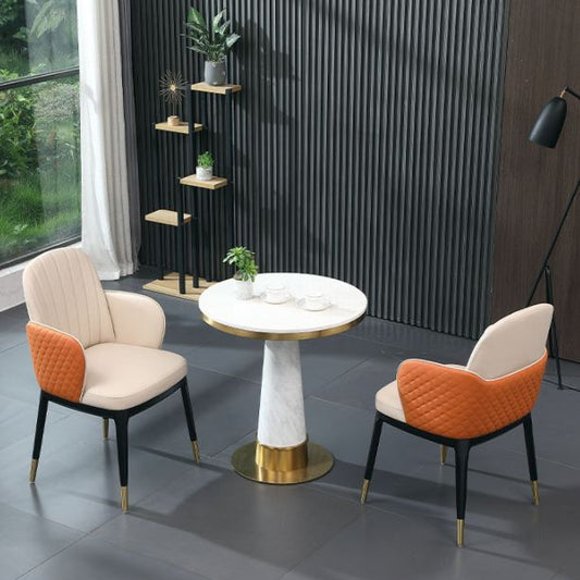 Juego de comedor de mármol glam -faux Ronda 1/3/4 piezas de comedor para uso en el hogar