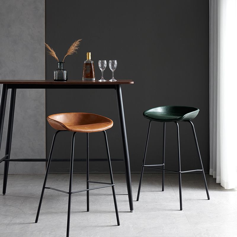 Faux Leather Armless Counter Stool Industrial Bristol Bucket Bar Chair Clearhalo 'Bar Furniture' 'Bar Stools' 'bar_stools' 'furn' 'furn_bar_stools' 'Furniture' 'Kitchen & Dining Furniture' 1200x1200_4f7da049-79ee-4825-b74a-a8862c347794