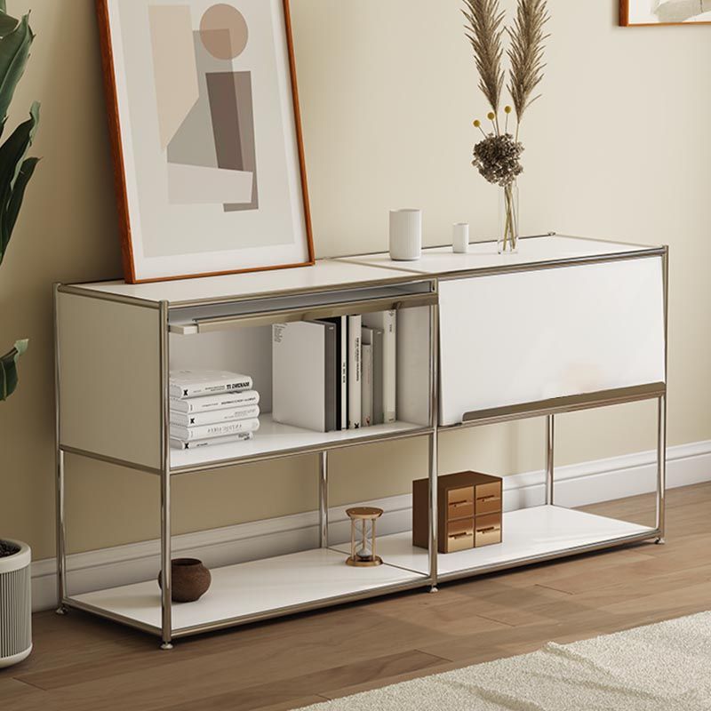 Contemporary Metal Sideboard with Drawers White Dining Buffet for Living Room Clearhalo 'buffet_sideboard' 'Buffets & Sideboards' 'furn' 'furn_buffet_sideboard' 'Furniture' 'Kitchen & Dining Furniture' 1200x1200_4f7faaeb-fd1c-4cc4-9dcf-5f6a79f0f00d