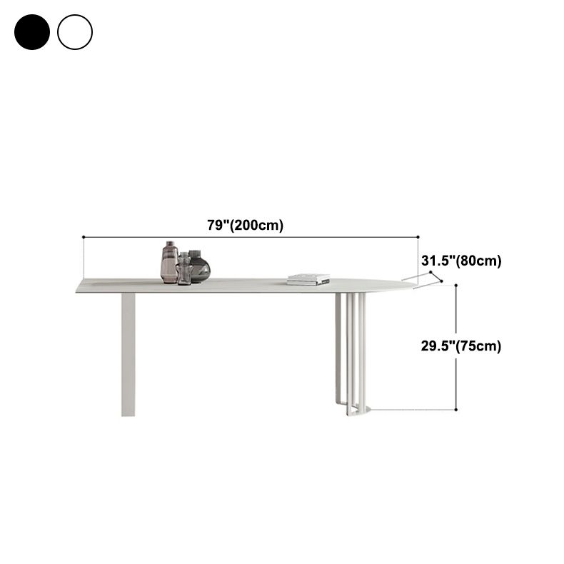 Modern Stone Top Oval Dinette Table Metal Base Dining Table in White Clearhalo 'Dining Tables & Seating' 'Dining Tables' 'dining_table' 'furn' 'furn_dining_table' 'Furniture' 'furniture_dining_table' 'Kitchen & Dining Furniture' 1200x1200_4f8262d1-7b94-433c-b74b-113a9165f886