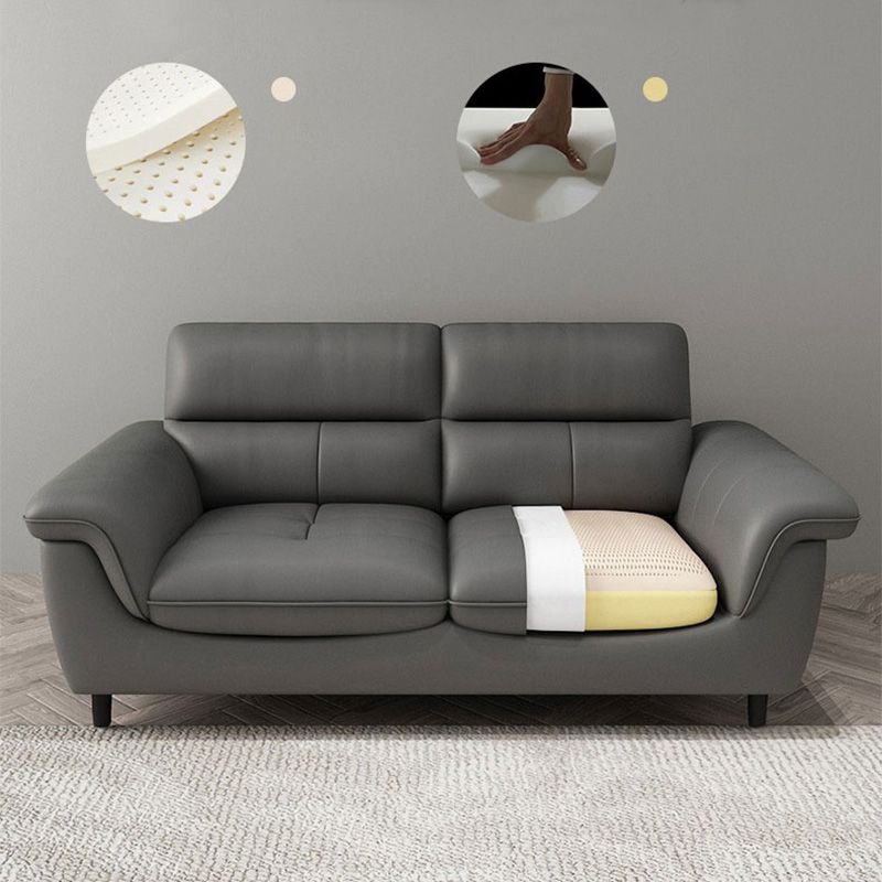 Genuine Leather Stain Resistant Contemporary Pillow Top Arm Sofa Couch