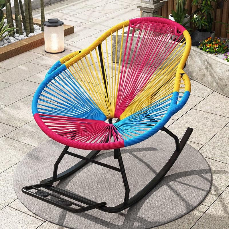 Modern Spindle Rocking Chair Woven Rope Metal Frame Rocker Chair for Home Clearhalo 'Chairs & Seating' 'furn' 'furn_rocking_chairs' 'Furniture' 'Living Room Furniture' 'Rocking Chairs' 'rocking_chairs' 1200x1200_4f8308e8-d785-47c7-8e8c-eb8a313cdc8a