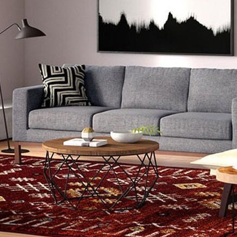 17.7" H Wood Round Top Coffee Table, Metal Frame Base Cocktail Table Clearhalo 'Coffee & Accent Tables' 'Coffee Tables' 'coffee_tables' 'furn' 'furn_coffee_tables' 'Furniture' 'Living Room Furniture' 1200x1200_4f857e6e-a76c-4f3c-8e1c-746656a88511