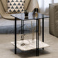 Modernistic Glass Top Square End Table 23.7" Tall Side Table with Shelf Clearhalo 'Coffee & Accent Tables' 'End & Side Tables' 'end_side_tables' 'furn' 'furn_end_side_tables' 'Furniture' 'Living Room Furniture' 1200x1200_4f8b62a1-d290-49d0-b74b-d02cf8a78137