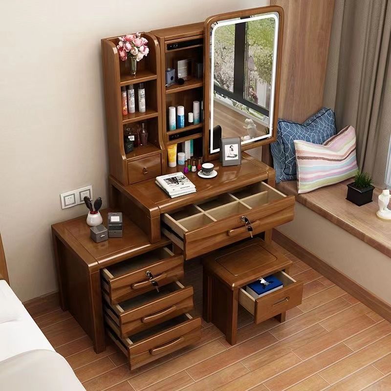 Mirador de dormitorio de tradiciones de madera maciza con tocador de cajones