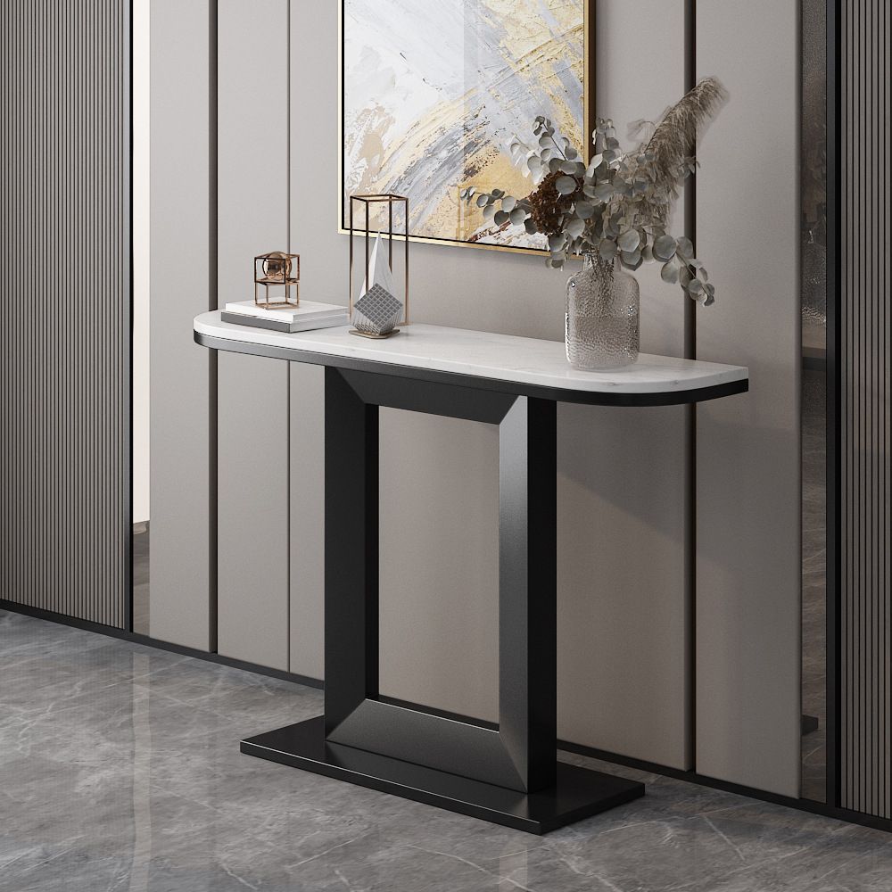 Tavolino console di marmo glam tavolo da divano console mezza luna per sala