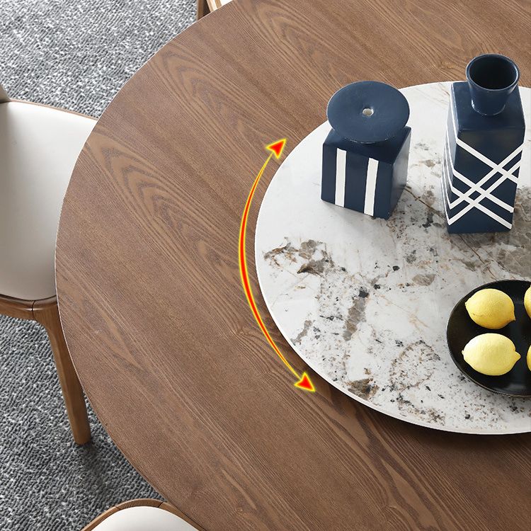 Tavolo da pranzo in pietra sinterizzato marrone rotondo mobili moderni convertibili con base di piedistallo