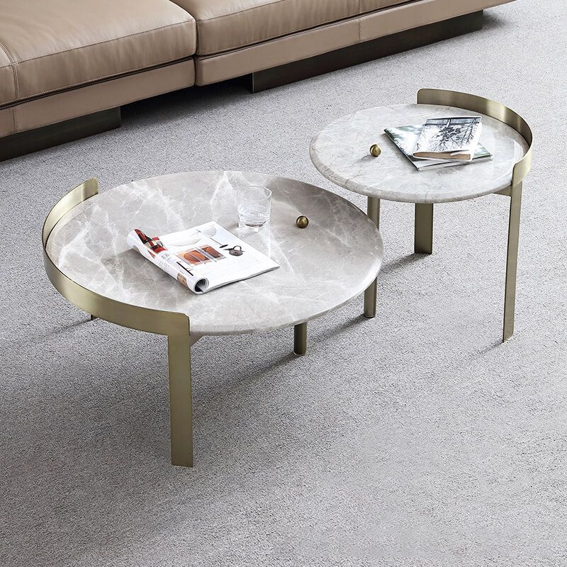Glam Slate Coffee Table Round Beige Coffee Table Set with 3 Legs Clearhalo 'Coffee & Accent Tables' 'Coffee Tables' 'coffee_tables' 'furn' 'furn_coffee_tables' 'Furniture' 'Living Room Furniture' 1200x1200_4f8cba83-8d04-4987-bf38-aa68f5e24d23