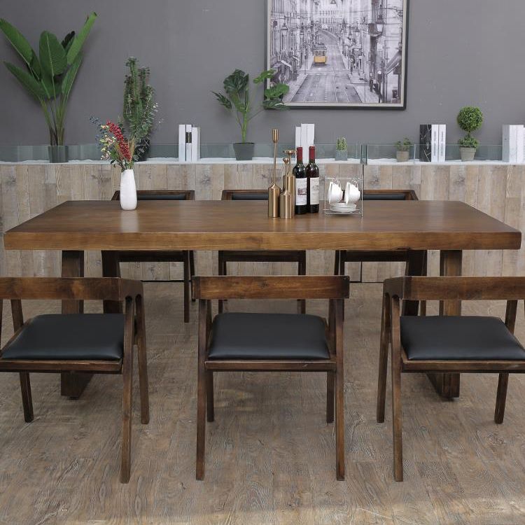 Industrial Style Rectangle Table Wooden Dining Table with Wooden Legs Clearhalo 'Dining Tables & Seating' 'Dining Tables' 'dining_table' 'furn' 'furn_dining_table' 'Furniture' 'Kitchen & Dining Furniture' 1200x1200_4f8ed2fa-79d6-4109-bd06-75c2017d82aa