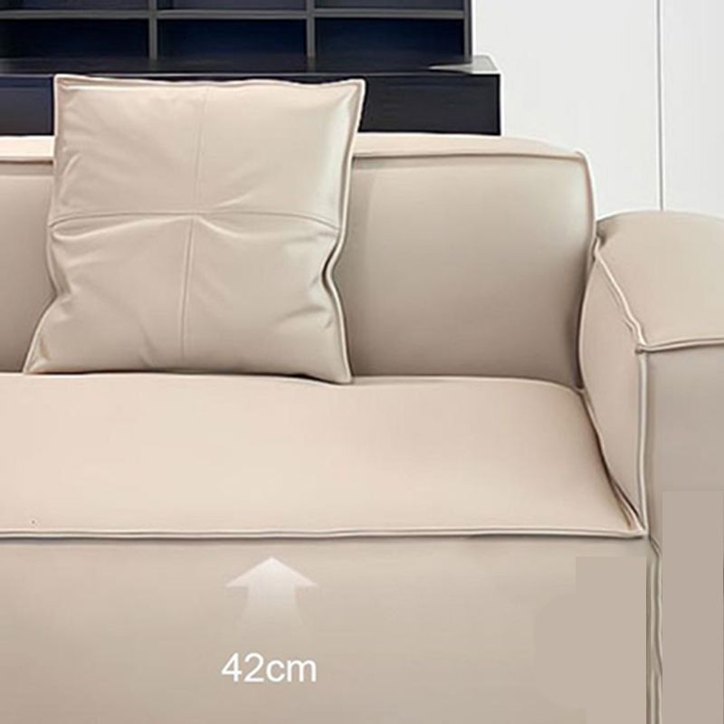 Divano a braccio quadrato a 4 posti moderno 110.23 "divano in leatine di beige largo