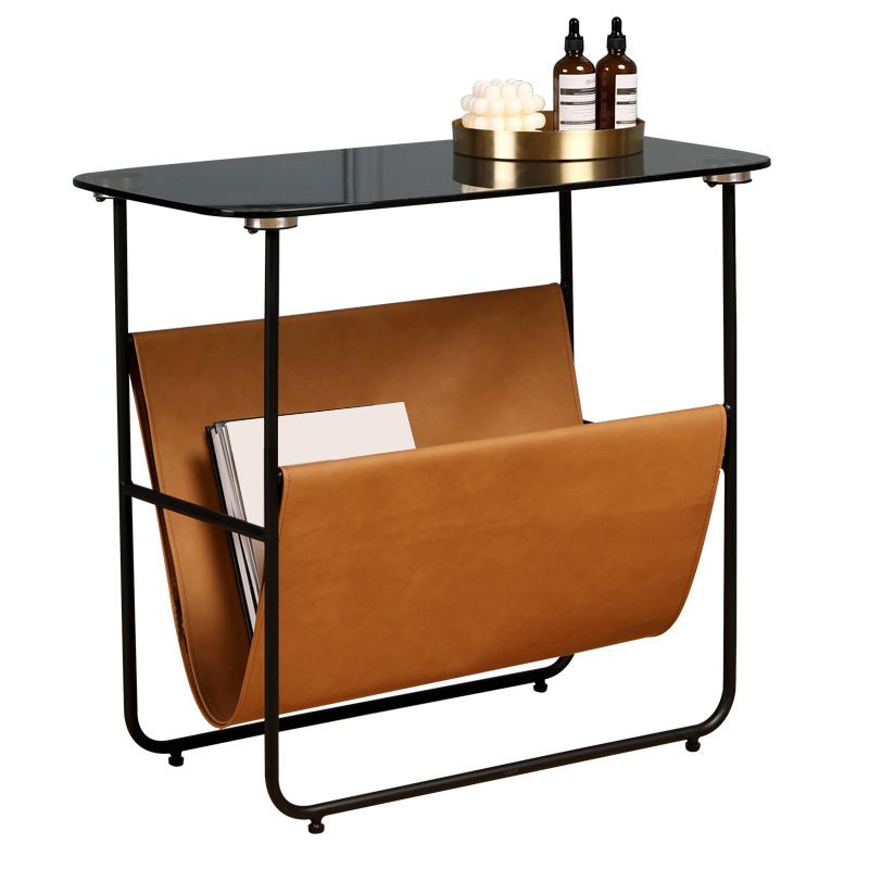 Tabella superiore in vetro rettangolare 26.38 "W x 14.96" D x 23.23 "TABELLO DI FINE H con scaffale