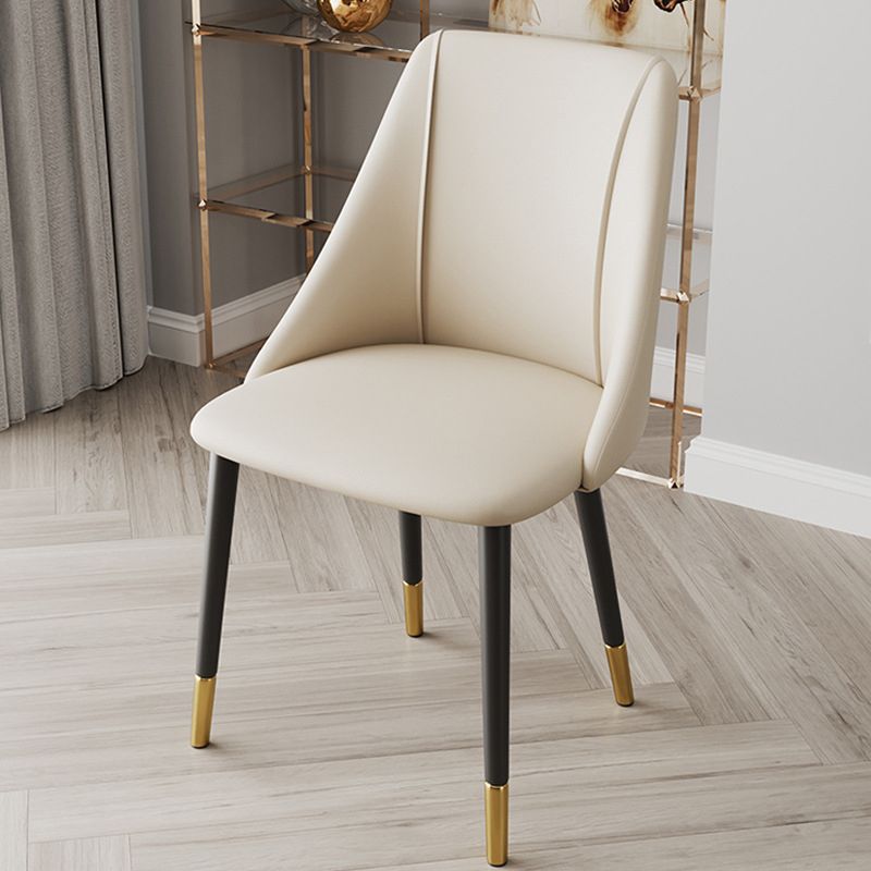 Luxurious Upholstered Armless Chair Leather Chair with Metal Base for Dining Room
