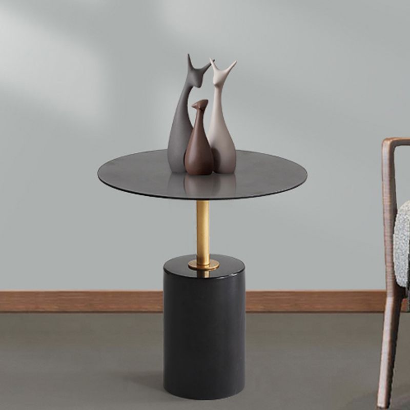 Iron and Concrete End Table 15.7" Long Mid-Century Round Side Table in White Clearhalo 'Coffee & Accent Tables' 'End & Side Tables' 'end_side_table' 'end_side_tables' 'furn' 'furn_end_side_tables' 'Furniture' 'furniture_end_side_table' 'Living Room Furniture' 1200x1200_4f92f3fa-ec98-4dcd-aba4-905125c6261f