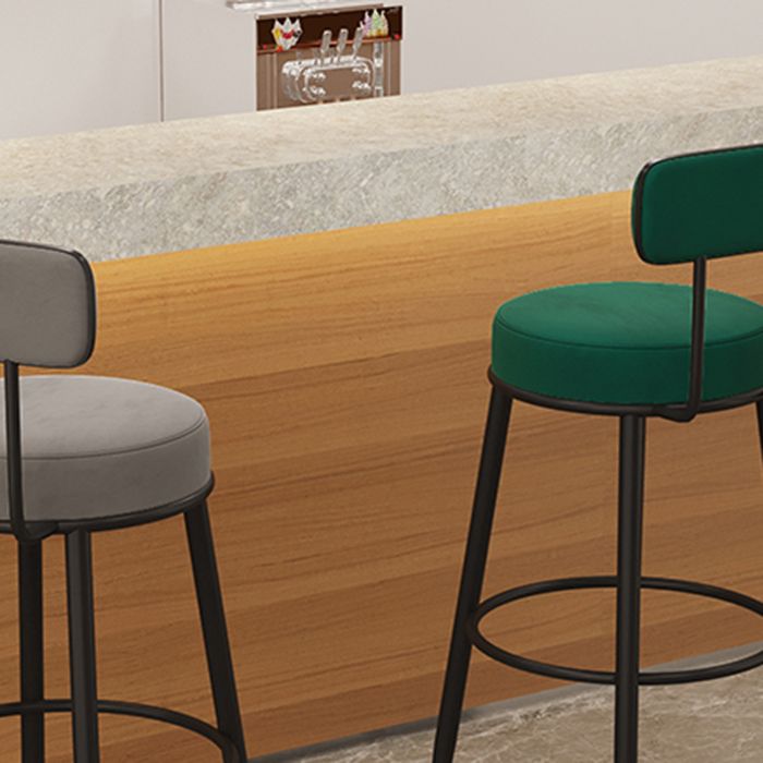 Modern Armless Backrest Counter Stool Iron Dining Room Bar Stool with Cushion and Pedal Clearhalo 'Bar Furniture' 'Bar Stools' 'bar_stools' 'furn' 'furn_bar_stools' 'Furniture' 'furniture_bar_stools' 'Kitchen & Dining Furniture' 1200x1200_4f937f84-b58e-4abf-aaa9-4e7e7431b399