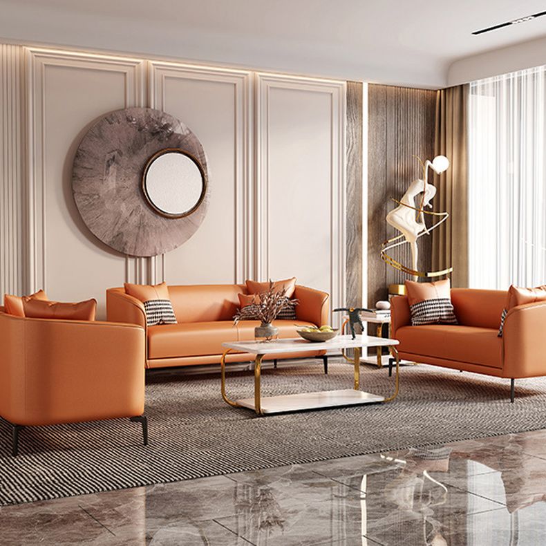 Contemporary Tuxedo Arm Sofa with Tight Back and 2 Pillows for Apartment