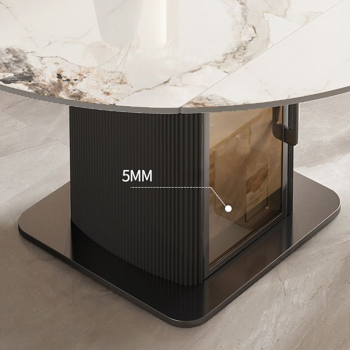 Nordic Sintered Stone Table Set of 5/7 with Round Table Foldable Dining Set with Leather Chairs Clearhalo 'Dining Room Sets' 'Dining Tables & Seating' 'dining_room_set' 'furn' 'furn_dining_room_set' 'Furniture' 'furniture_dining_room_set' 'Kitchen & Dining Furniture' 'kitchen&dining_furn' 'kitchen' 1200x1200_4f94843a-4b1f-45c8-9534-e3eefa672971