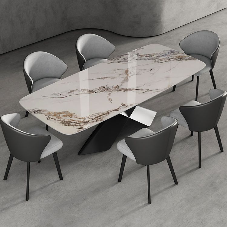 Moderne stijl gesinterde stenen eettafel set wit 1/4/5/7 stukken dinerset voor thuisgebruik
