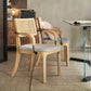 Modern Dining Set 1/7 Pcs Glass Base Dining Table with Solid Wood Arm Chairs
