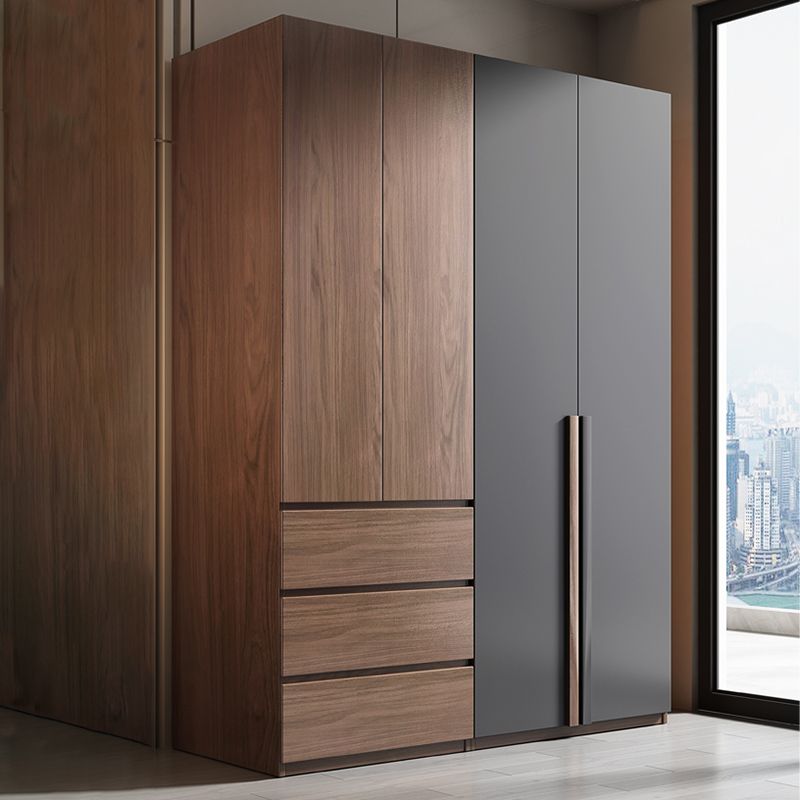 Wooden Wardrobe Armoire with Drawer Modern Hinged Wardrobe Closet Clearhalo 'Armoires & Wardrobes' 'armoires_wardrobes' 'Bedroom Furniture' 'furn' 'furn_armoires_wardrobes' 'Furniture' 1200x1200_4f958368-c08e-4204-ae0b-3c8ecdab5e8a