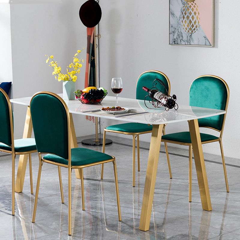Rectangle Golden Base Dining Table Glam Faux Marble Table for Kitchen Clearhalo 'Dining Tables & Seating' 'Dining Tables' 'dining_table' 'furn' 'furn_dining_table' 'Furniture' 'Kitchen & Dining Furniture' 1200x1200_4f96ec68-c79d-4c96-90ec-1a5c46aebb4e