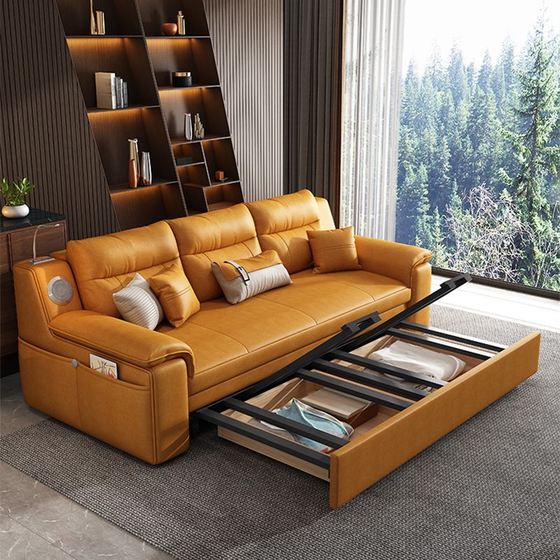 32" Wide Contemporary Futon Sofa Bed Orange Pillow Back Sleeper Sofa Clearhalo 'furn' 'furn_futons' 'Furniture' 'Futons & Daybeds' 'Futons' 'Living Room Furniture' 1200x1200_4f99256a-818b-41f3-8b04-fe42679f9981