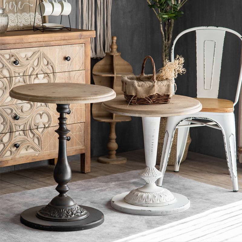 Pedestal Distressed End Table French Country Round Side End Table Clearhalo 'Coffee & Accent Tables' 'End & Side Tables' 'end_side_tables' 'furn' 'furn_end_side_tables' 'Furniture' 'Living Room Furniture' 1200x1200_4f99a43b-1701-4ce7-8241-6052d892553c