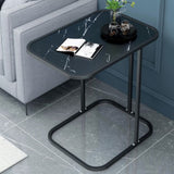 Glam Black/White Wood Side Table Stainless Steel Frame End Table