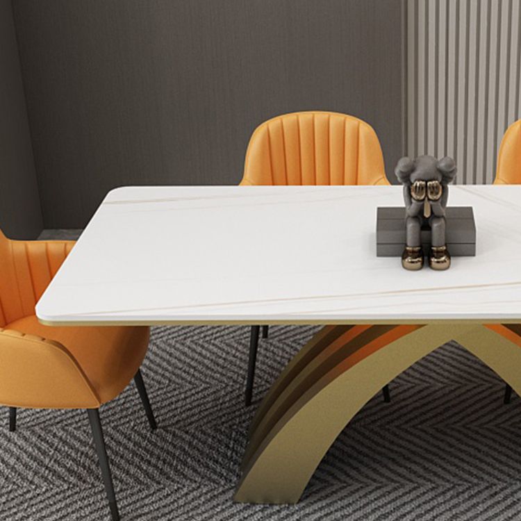 Glam Rectangle Shape Dining Table Sintered Stone Top Standard Dining Table for Kitchen Clearhalo ' dining_table' 'Dining Tables & Seating' 'Dining Tables' 'furn' 'furn_dining_table' 'Furniture' 'furniture_dining_table' 'Kitchen & Dining Furniture' 'kitchen&dining_furn' 'kitchen' 'kitchen_dining_table' 1200x1200_4f9c266d-a70e-44b5-bae0-ab76d17a4a25