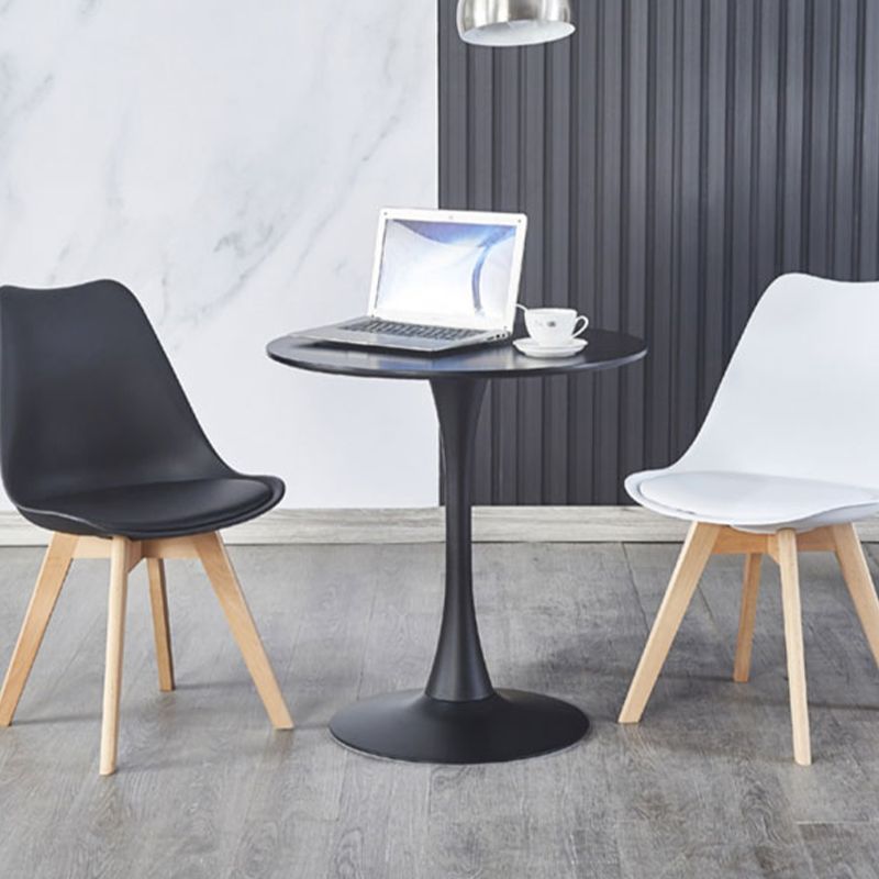 Mesa de madera moderna para mesa redonda de restaurantes con pedestal de metal