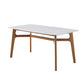 Contemporary Style Rectangle Table Sintered Stone Table with Wood Legs for Kitchen