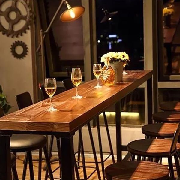 Industrial Rectangle Bar Height Table Solid Wood Bar Height Bistro Bar Desk Clearhalo 'Bar Furniture' 'Bar Tables' 'bar_tables' 'furn' 'furn_bar_tables' 'Furniture' 'Kitchen & Dining Furniture' 1200x1200_4fa06831-61ed-4941-b6d5-22b2fe63b1d8