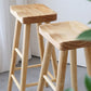 Modern Armless Solid Wood Bar Stool Indoor Backless Contoured Seat Stool