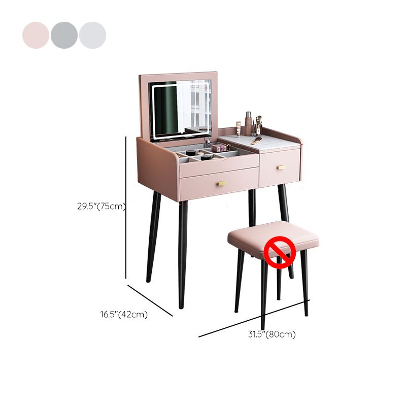 Flip Vanity in marmo singolo con sgabello imbottito Specchio a specchio da vanità