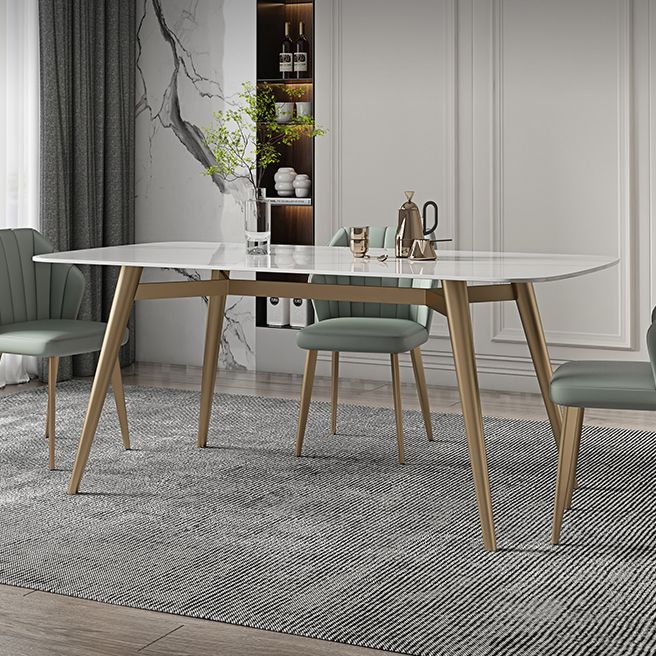 Contemporary Dining Table Sintered Stone Dining Table with 4 Gold Legs Clearhalo ' dining_table' 'Dining Tables & Seating' 'Dining Tables' 'furn' 'furn_dining_table' 'Furniture' 'furniture_dining_table' 'Kitchen & Dining Furniture' 'kitchen&dining_furn' 'kitchen' 'kitchen_dining_table' 1200x1200_4fa32718-5d78-4cab-a380-bc53a42f4767