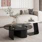 Contemporary Glass Top Round Coffee Table Abstract Cocktail Table