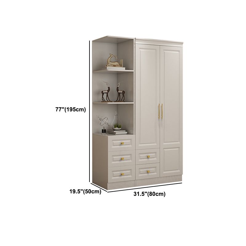 Hinged White Wardrobe Armoire Engineered Wood Wardrobe Closet Clearhalo 'Armoires & Wardrobes' 'armoires_wardrobes' 'Bedroom Furniture' 'furn' 'furn_armoires_wardrobes' 'Furniture' 1200x1200_4fa389f4-1205-413e-9861-7ad6f3d19b12