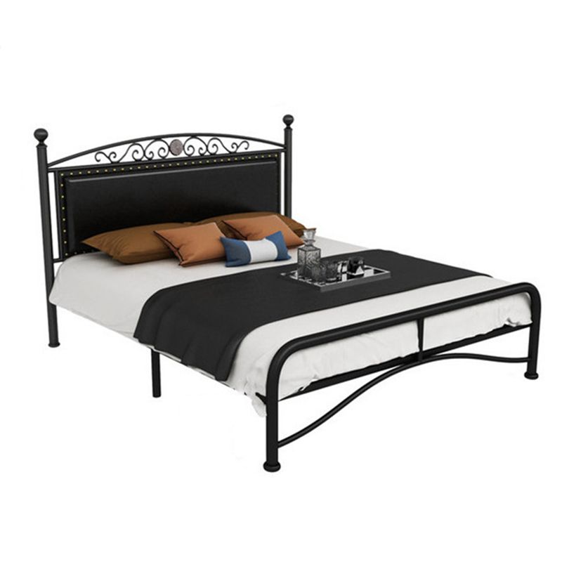Modern Iron Arched Bed Upholstered Headboard Bed with Metal Legs