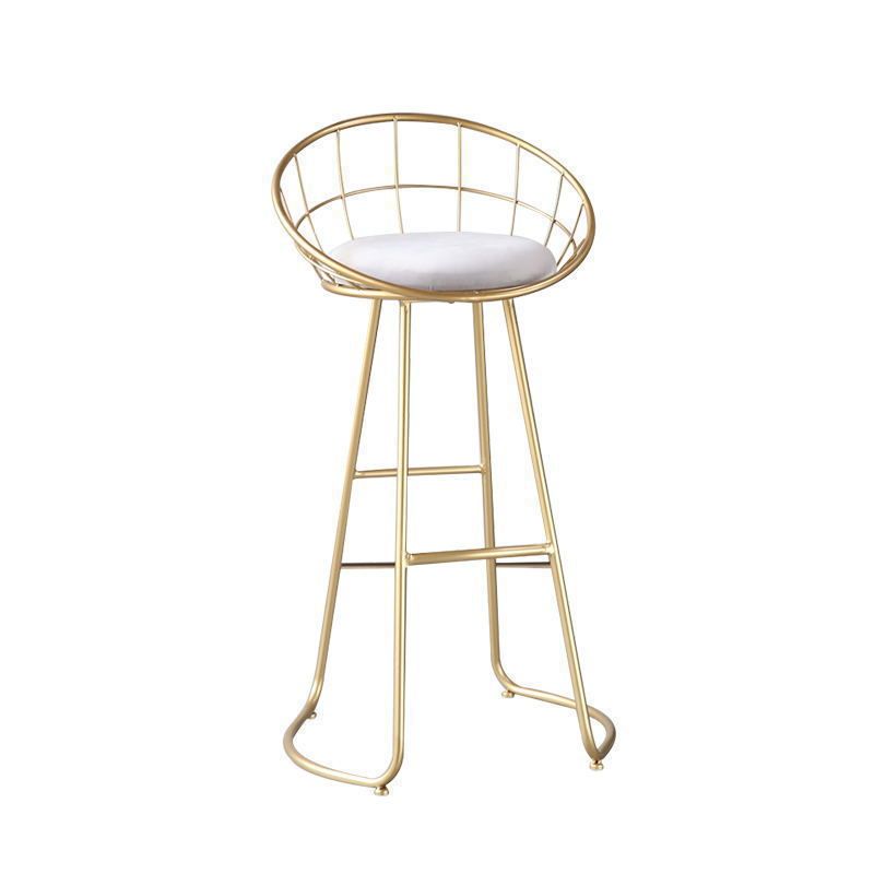 Glam Metal Bar and Counter Stool Low Back Stool with Gold Sled Base Clearhalo 'Bar Furniture' 'Bar Stools' 'bar_stools' 'furn' 'furn_bar_stools' 'Furniture' 'furniture_bar_stools' 'Kitchen & Dining Furniture' 1200x1200_4fab307e-aef9-42ab-8da2-567ecddda65a