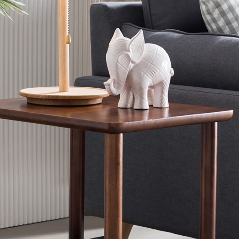 現代の木製エンドテーブル長方形の4脚サイドテーブルストレージシェルフ