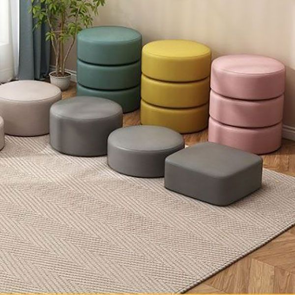 Tessuto pouf a colore solido rotondo resistente al graffio contemporaneo pouf pouf