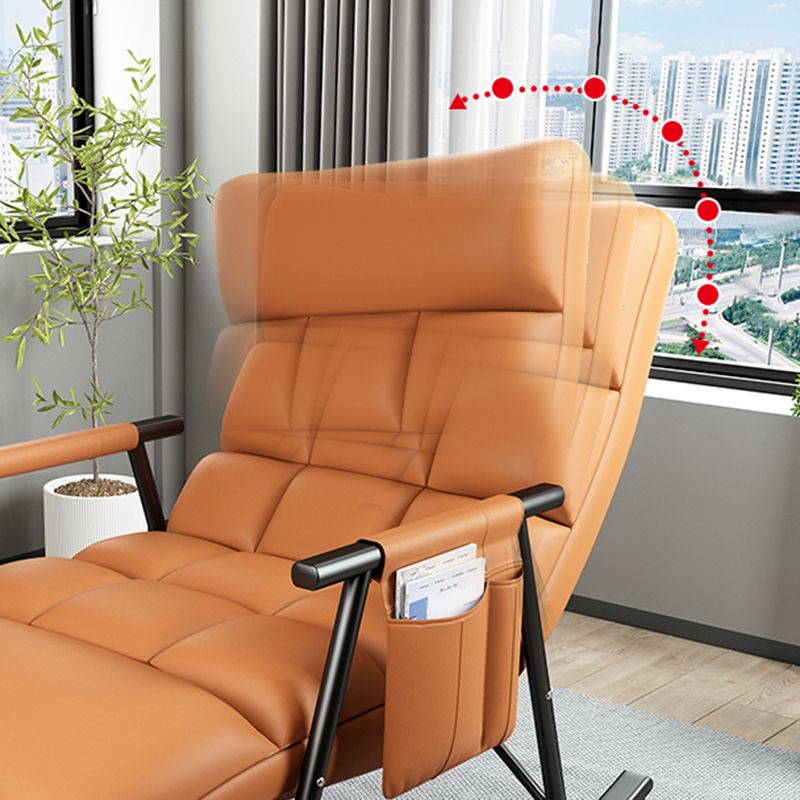 Sedia a dondolo moderna gialla con gambe scure sedia da bilanciere reclinabili per soggiorno